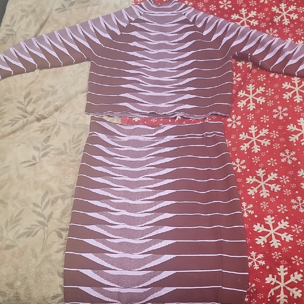 Fashion Nova Purple and White Skirt Set